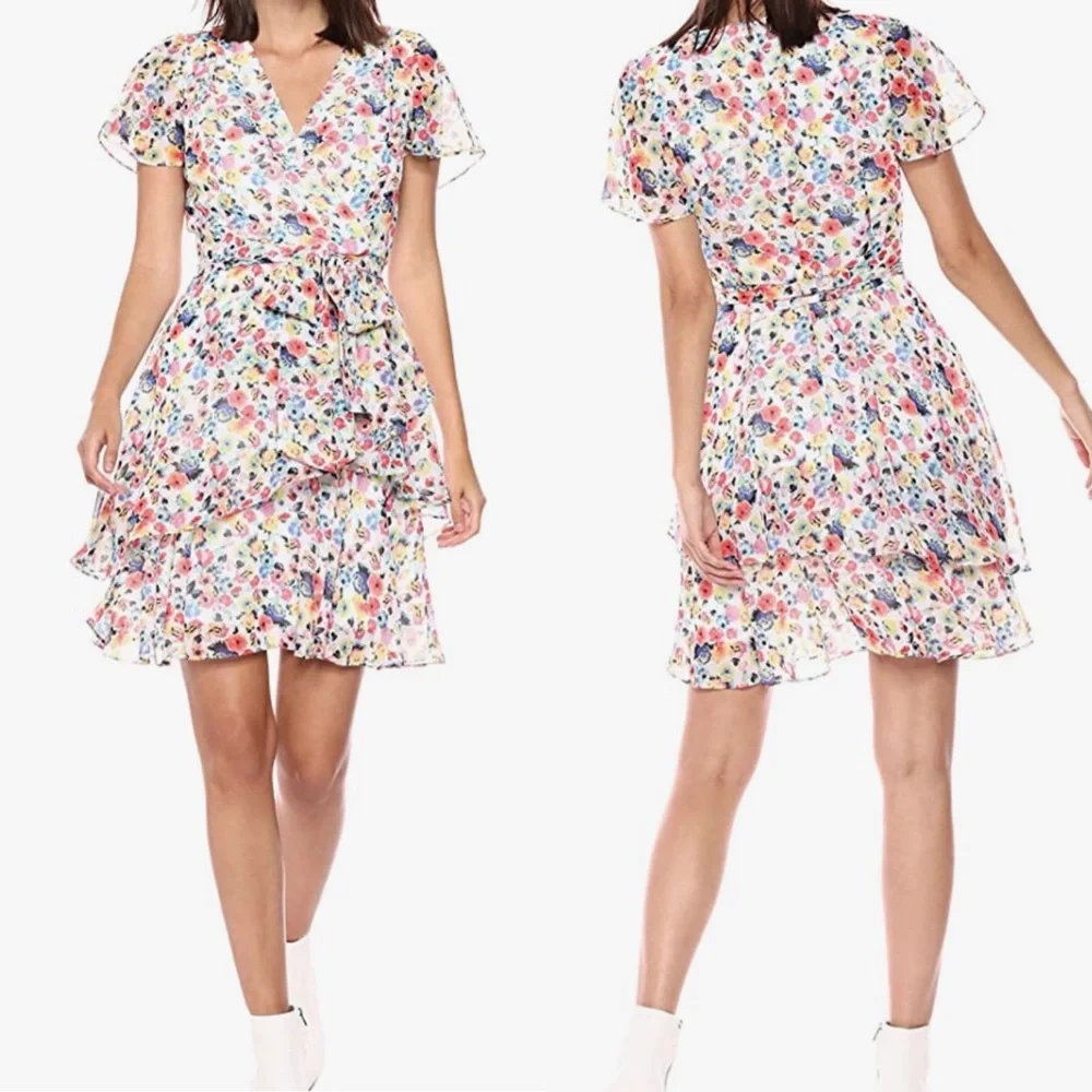 🆕 Tahari by Arthur S. Levine Women's Floral Chiffon Dress - Picture 2 of 12